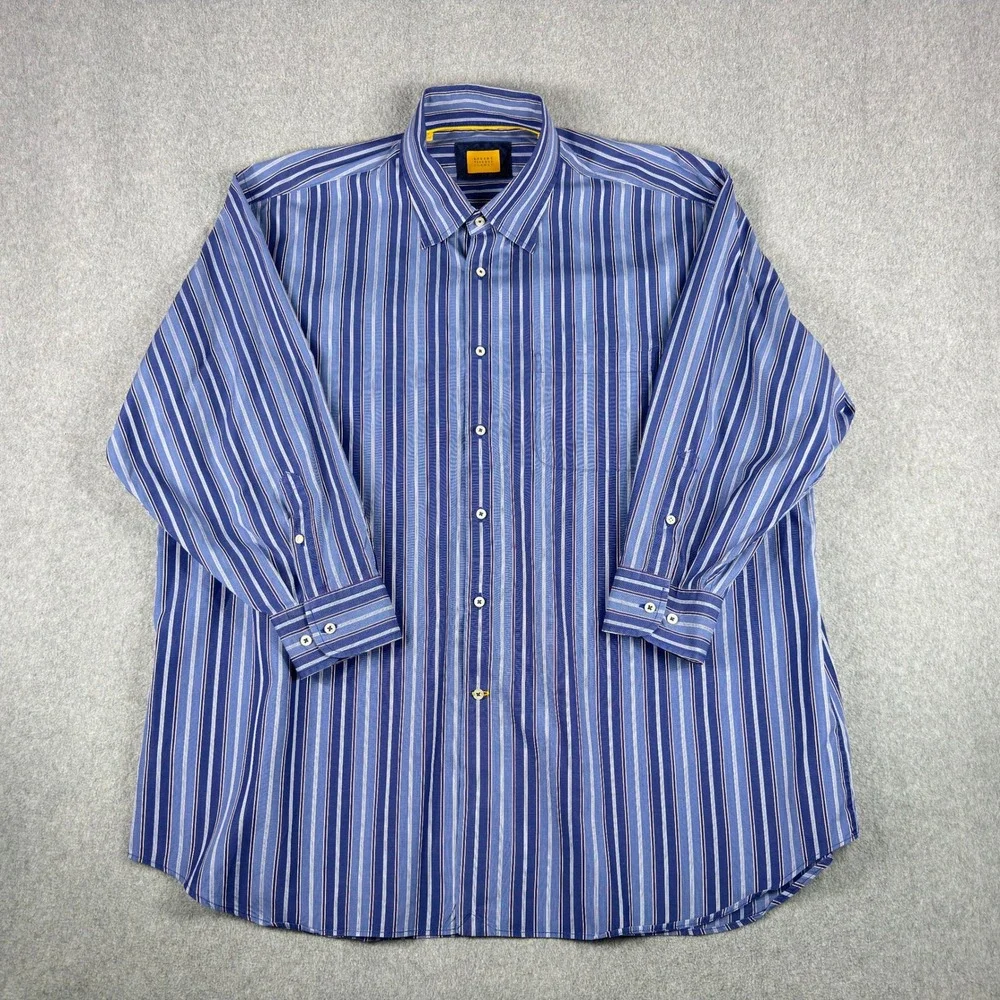Robert Talbott Carmel Button Down Long Sleeve Striped Shirt Mens XXL‎ Blue